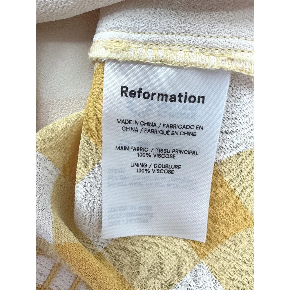 Reformation Yellow Gingham‎ Puff Sleeve Top | Cottagecore Coquette | Size 4
